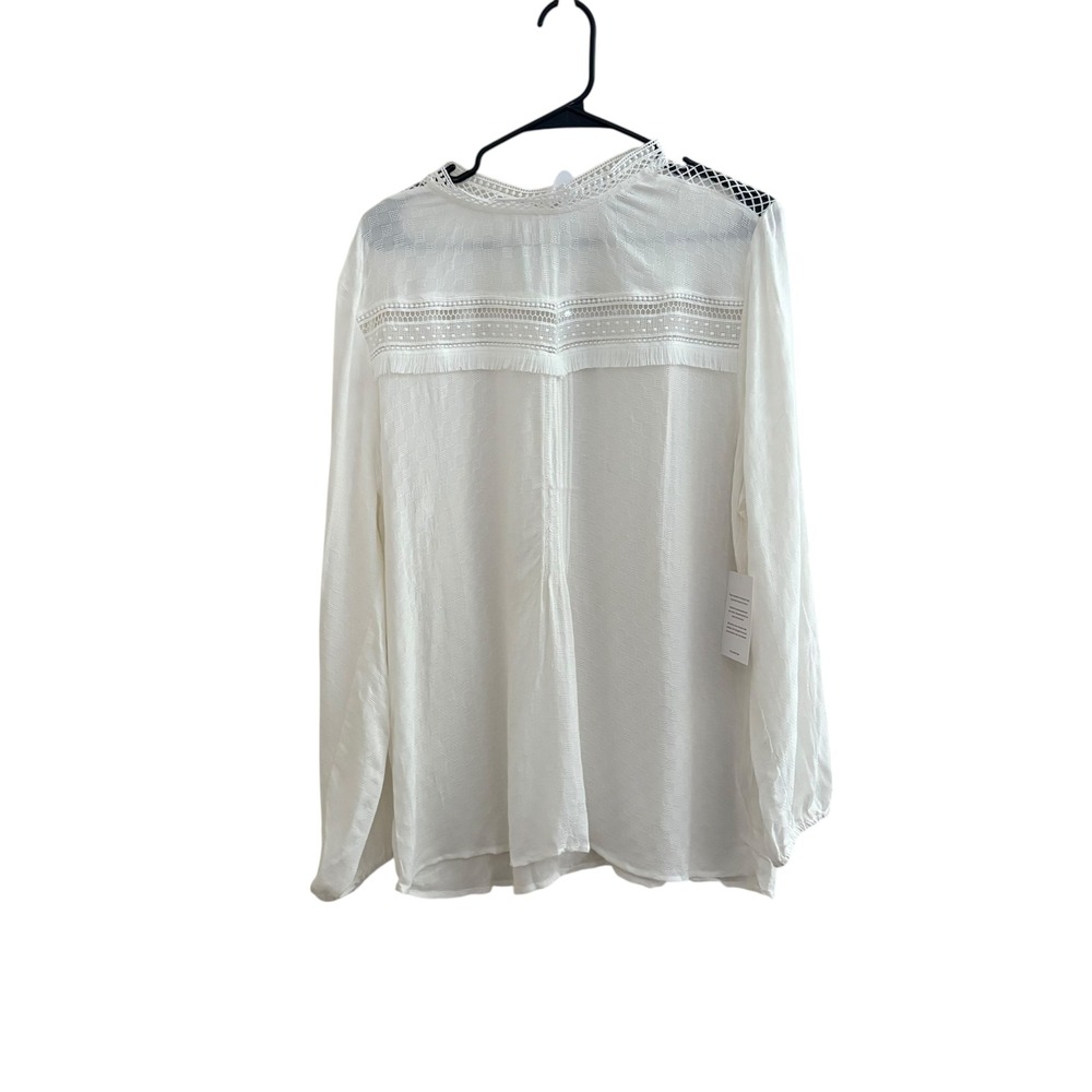 Stella & Dot‎ Womens XXL White Lace Trim Blouse Top Long Sleeve NWT Boho Chic